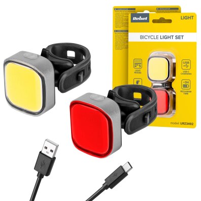 Rebel Komplet lamp rowerowych LED USB